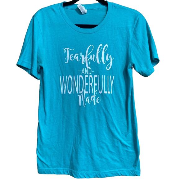 Canvas teal turquoise fearfully and wonderfully made graphic tee - small - Picture 1 of 6